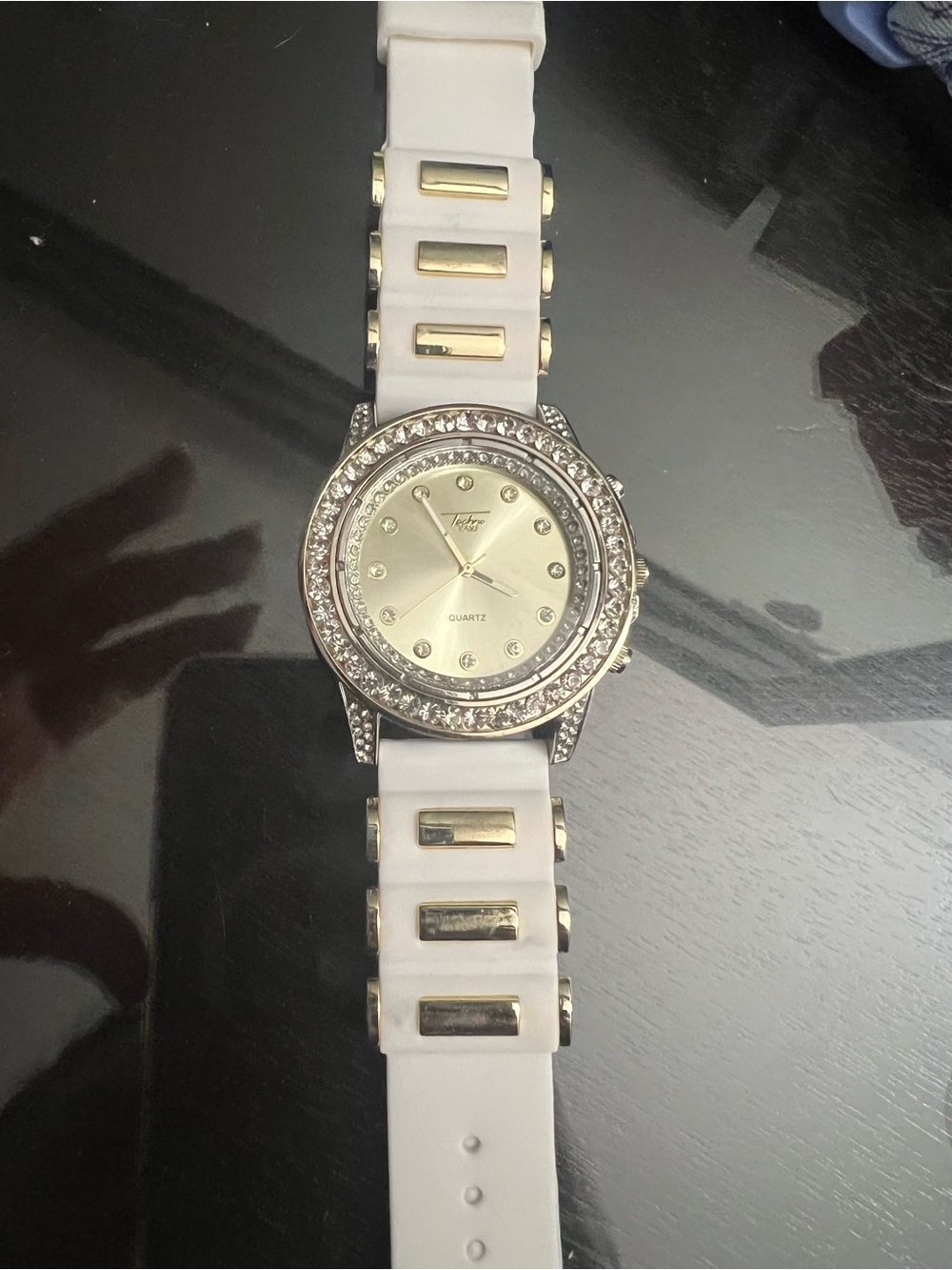 & Other Stories White and Gold Crystal Accent Men's Watch